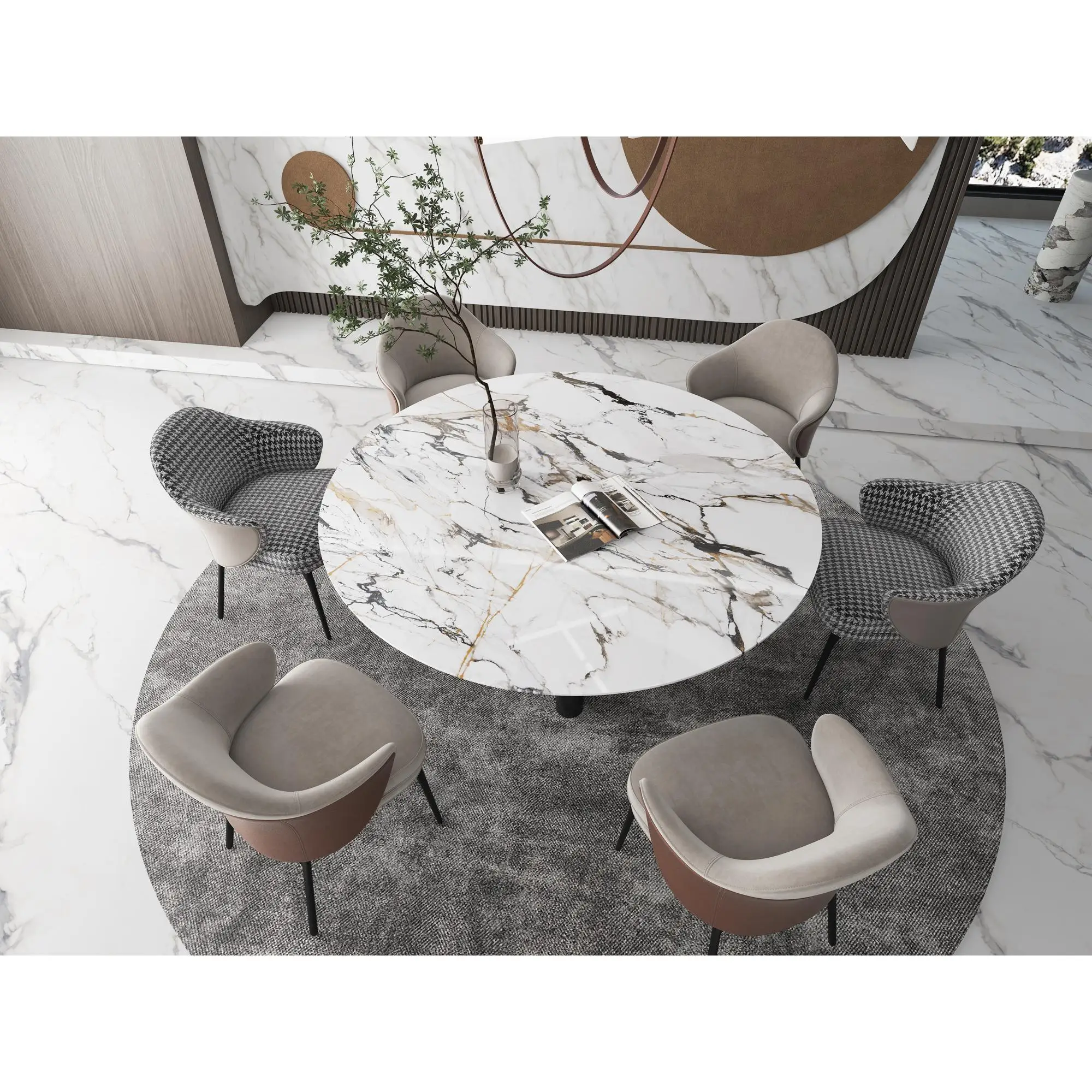 3200*1600MM High Glossy Sintered Stone Slab Porcelain Tile Popular Marble Look Hall Wall Dining Flooring Big Size Slab High