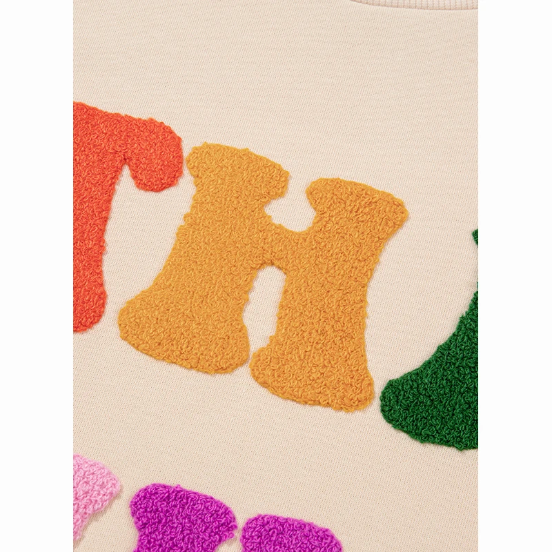 Dear-Lover Wholesale Fast Shipping Thanksgiving Thanks Chenille Flocking Embroidered Drop Shoulder Graphic Sweatshirt For Women