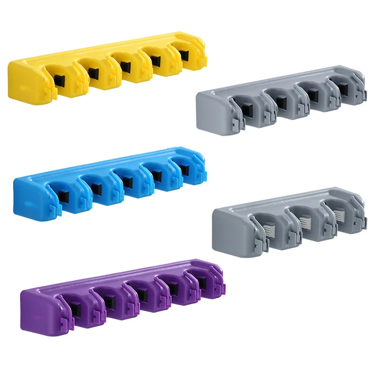 Multi-Purpose Plastic Cleaning Tools Organizer Storage Wall Mount Hanger Broom Mop Holder for Home Use OEM Design Box Packaging