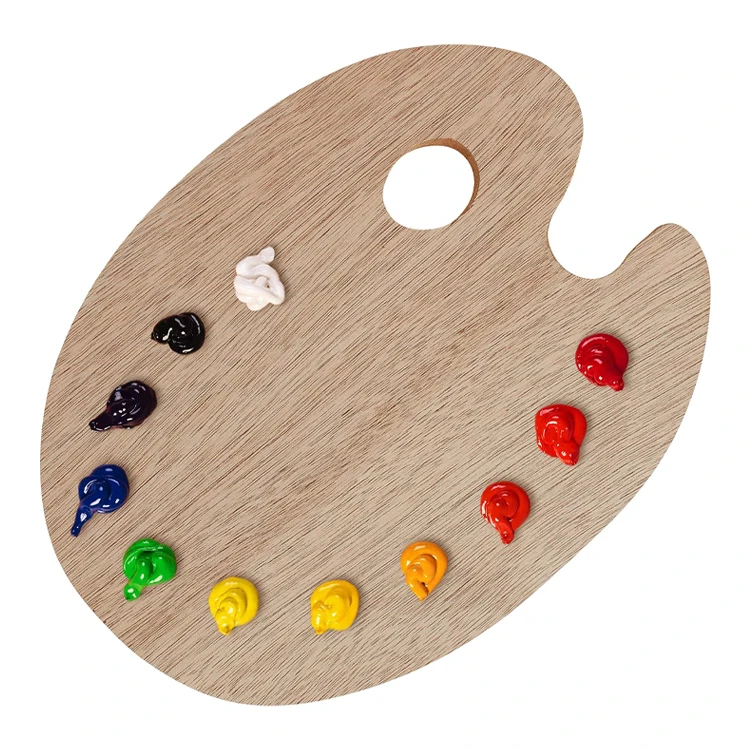 Manufacturer direct sales oval rectangular wooden artist paint palette for mixing acrylic oil paint