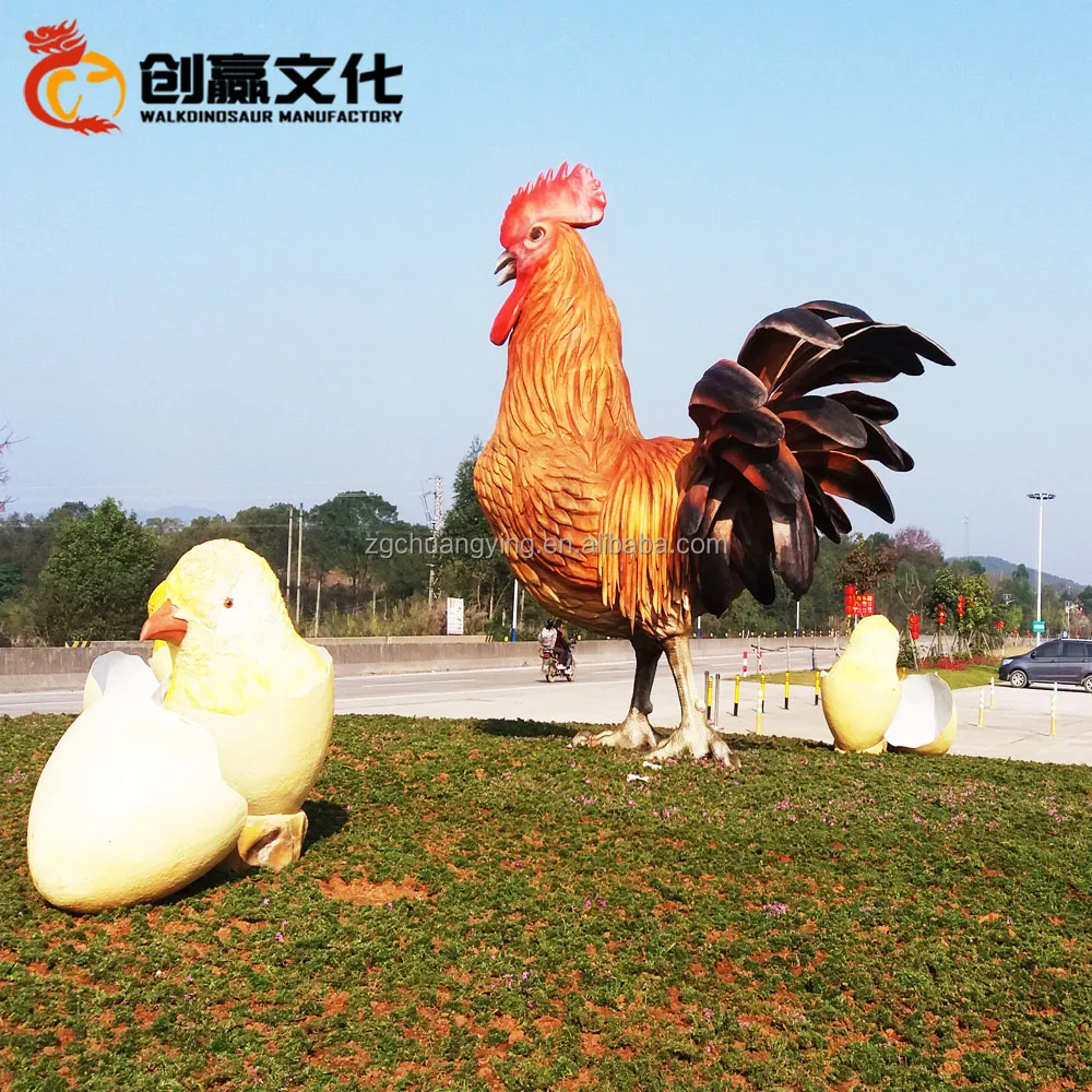 Robot Animal Model Life Size Mechanical 3d Realistic Decorative Animatronic Rooster Animatronic Farm Animals for Sale