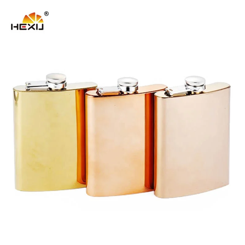 Promotional Standard Size 7oz Stainless Steel Drinking Liquor Rose Gold Hip Flask
