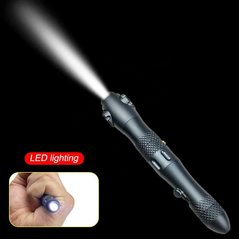 Multifunction Self Defense Tactical Pen with LED Light Emergency Glass Breaker Outdoor Survival Camping Security Tools
