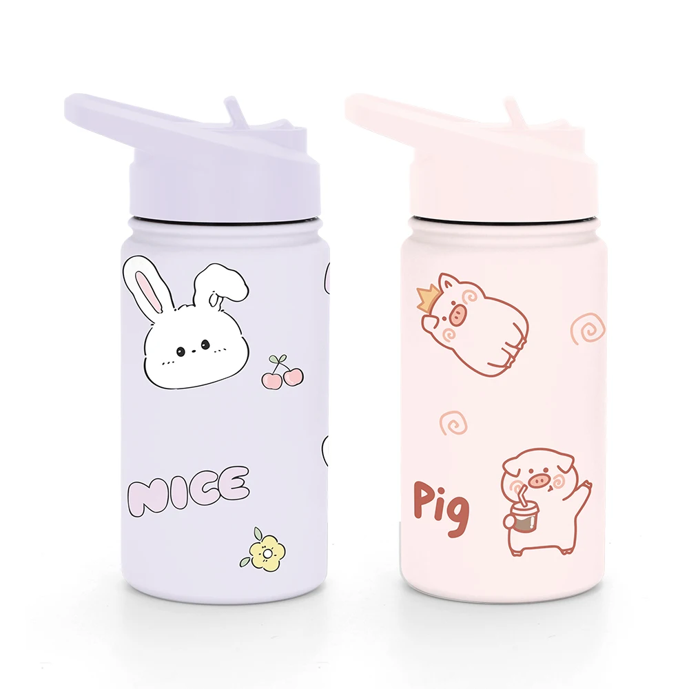 Double Wall Vacuum Insulated Kids Stainless Steel Water Bottle With Cartoon Image
