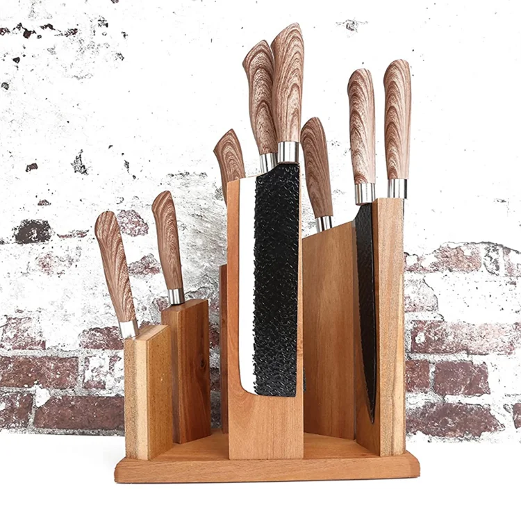Круглый держатель для ножей из дерева акации 360, магнитный держатель для ножей, универсальная Магнитная стойка для ножей