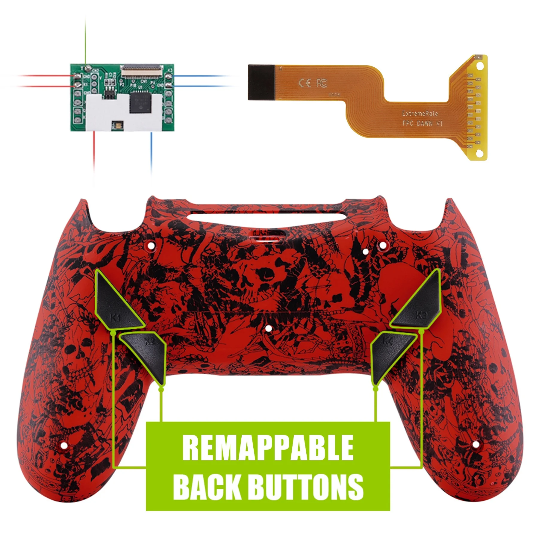 eXtremeRate Gamepad Accessories Dawn Remap Kit Back Button Attachment For PS4 Controller Paddles
