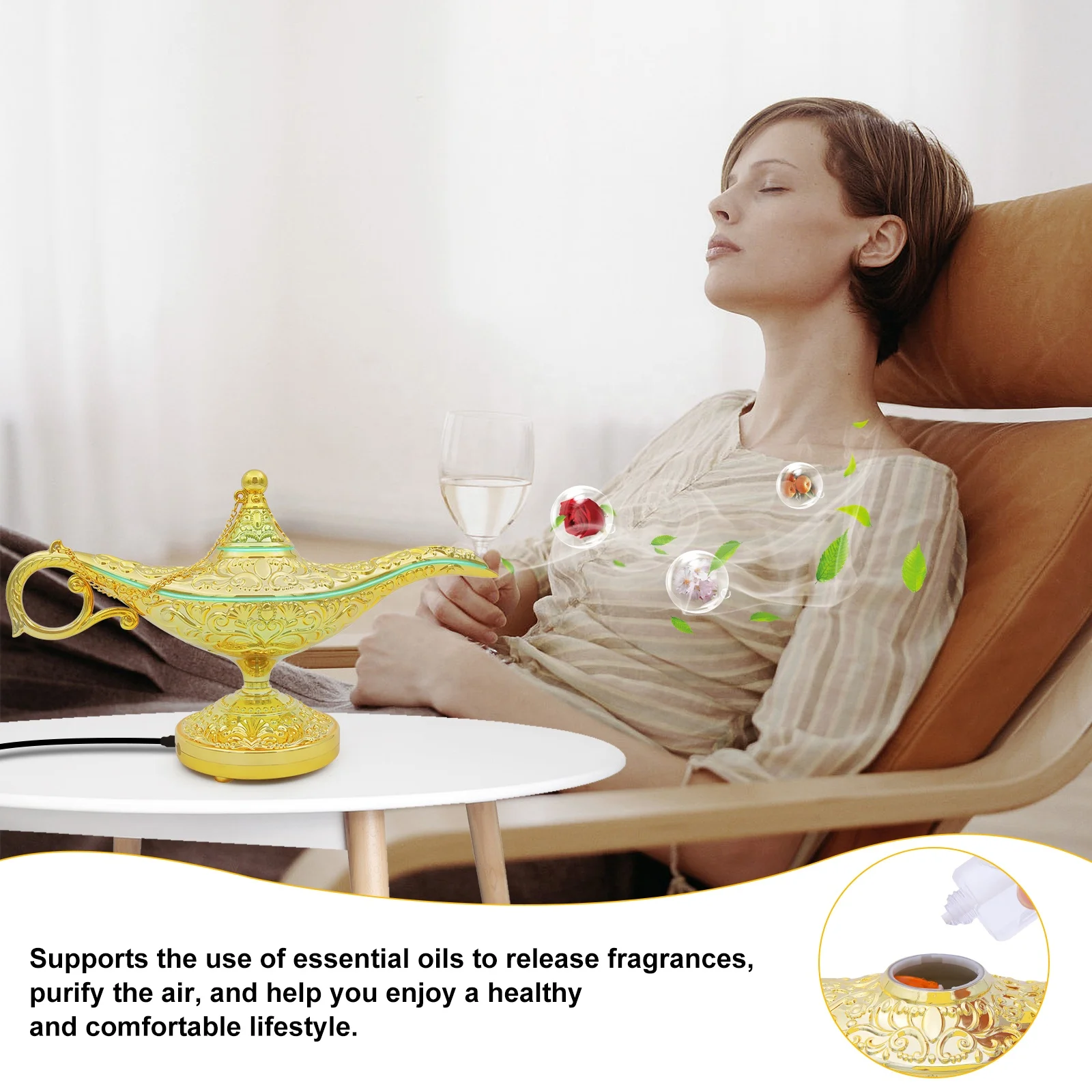 Genie Magic Lamp Diffuser Air Aroma Diffuser Humidifier For Home USB Aromatic Diffuser
