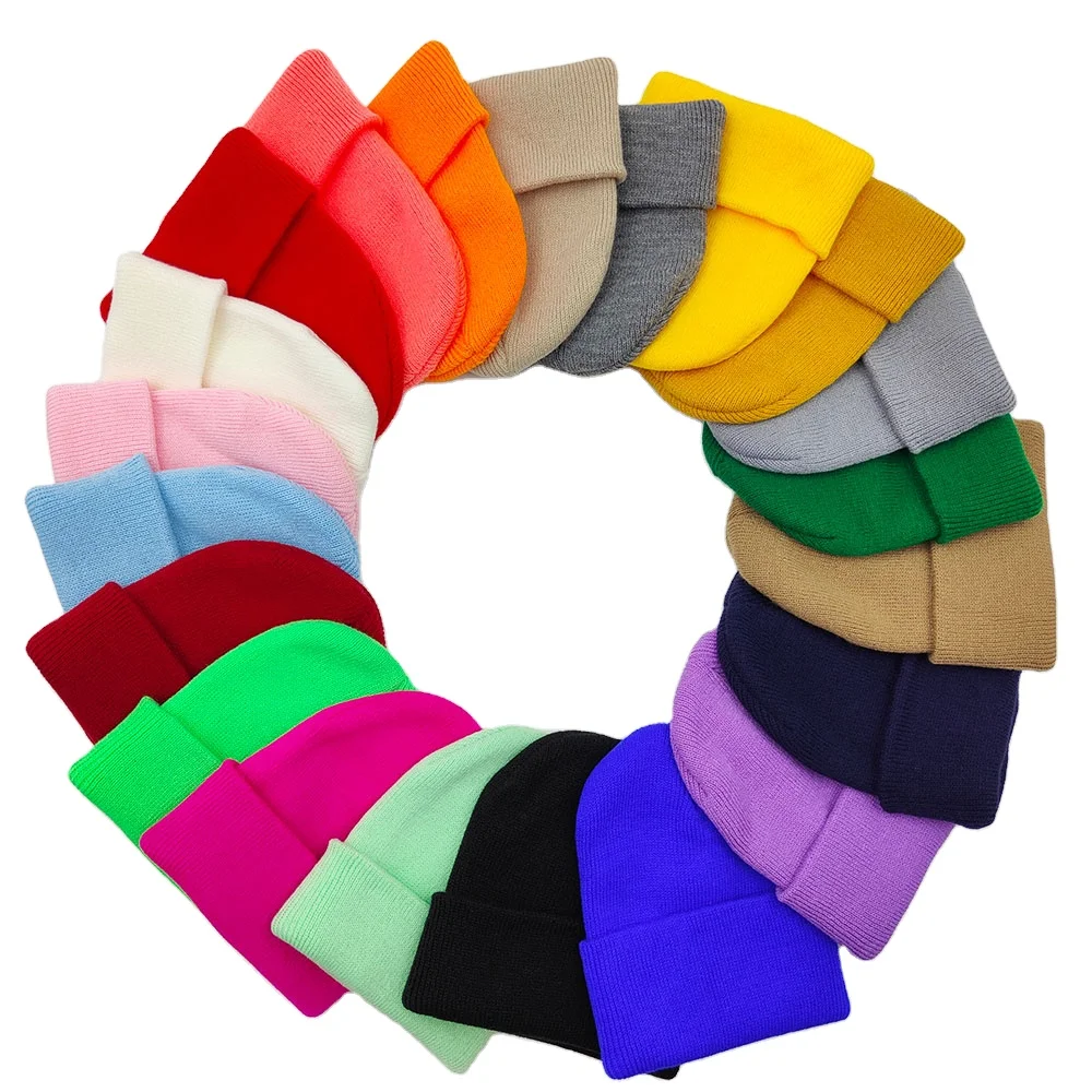 High Elasticity Baby Soft Warm Winter Hat Custom Embroidery Logo Kids Beanie Children Blank Plain Beanie Knitted Hat
