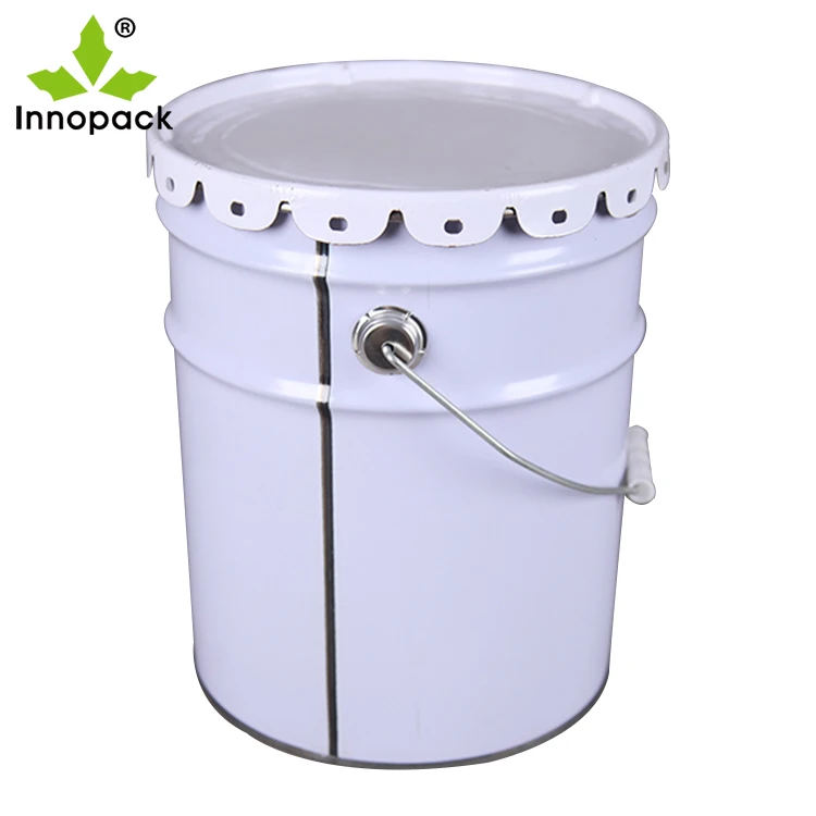 Nestable white empty 5 Gallon Steel Pail stackable durable 26 gauge steel 5 Gallon pails with lid for space saving storage