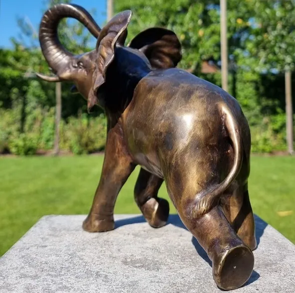 Antique Designer Bronze Golden Elephant Sculpture for Garden Decoration Indian Manufacturer