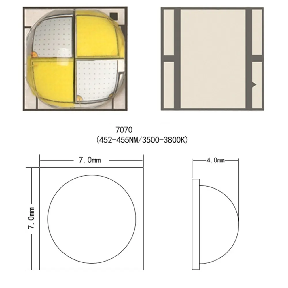High Power Osram 6065 7070 Size 40W 80W 100W 6V 3A 450NM 660NM White rgbw SMD LED Lamp Bead Diode for car headlight lighting