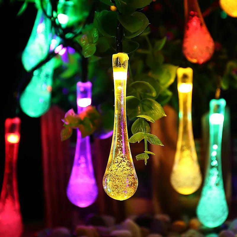 Osiden waterdrop led solar string lights 5M20led  outdoor house lighting rain drop waterproof IP44 decorative lights Christmas
