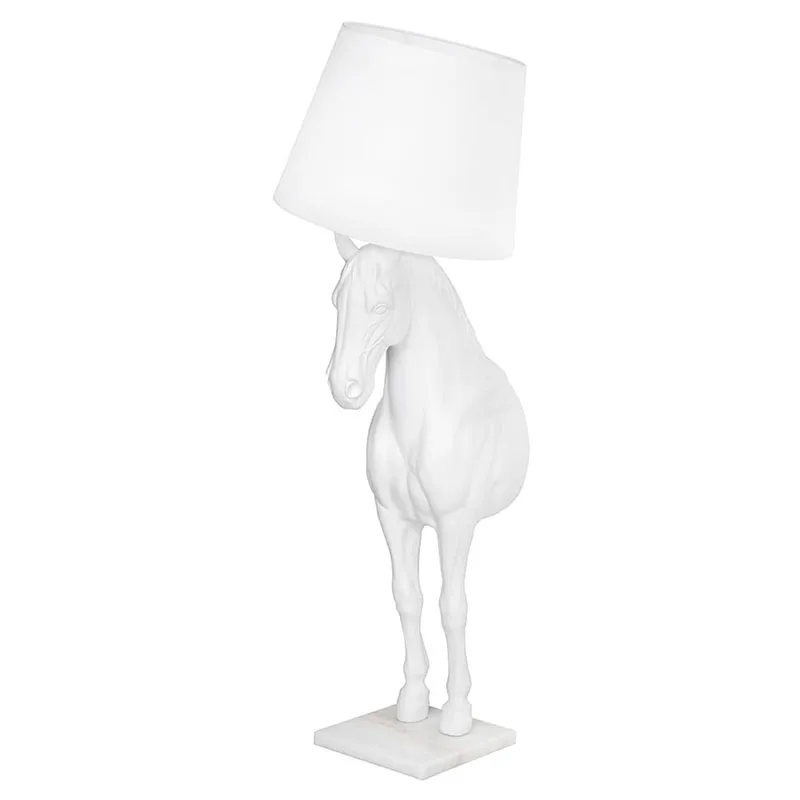 Nordic Denmark Retro Puppy Floor Lamp Decoration Resin Horse Post Lantern Lobby Loft Horse Standing Lights