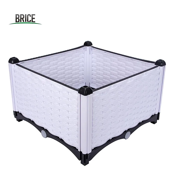 Flower Stand Roof Planting Trough Large Planting Box Square White Plastic Flower Box, Family Square Planter Planter Raised Beds