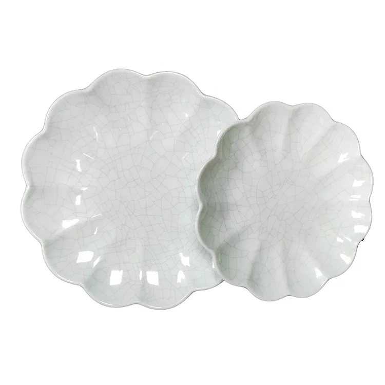 scalloped shape customized dishwasher safe unbreakable  picnic dinnerware  melamine plate set