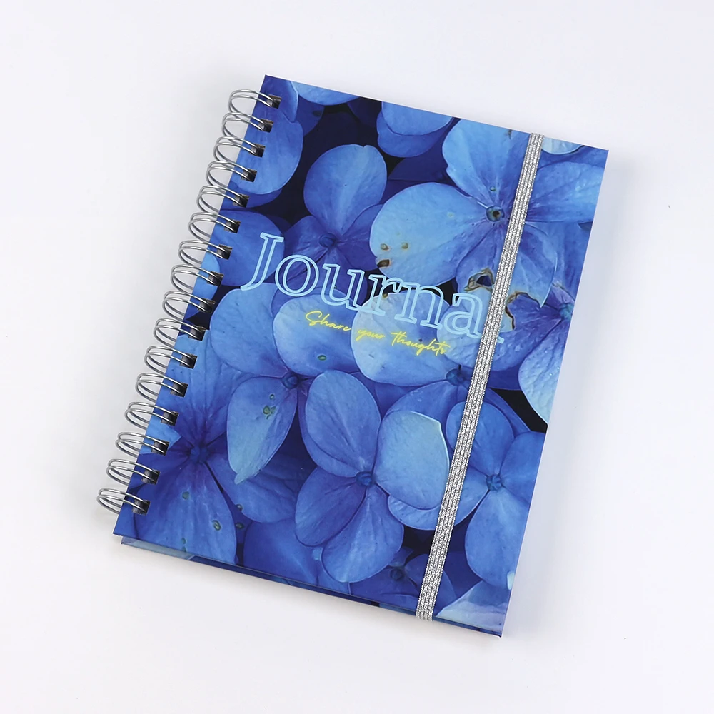 Custom create luxury wire spiral A5 A4 business planner diary gold elastic closure journals notebook custom printing