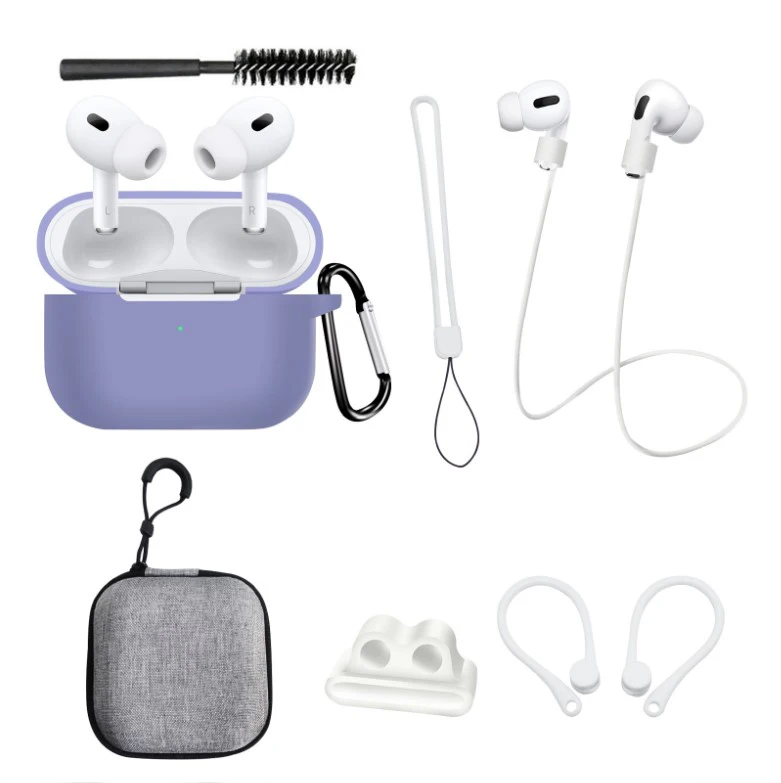 8 in 1 Bundle Pack For Airpods Pro 2 Accessories Combo Case Strap Buckle Earhook Carry Bag