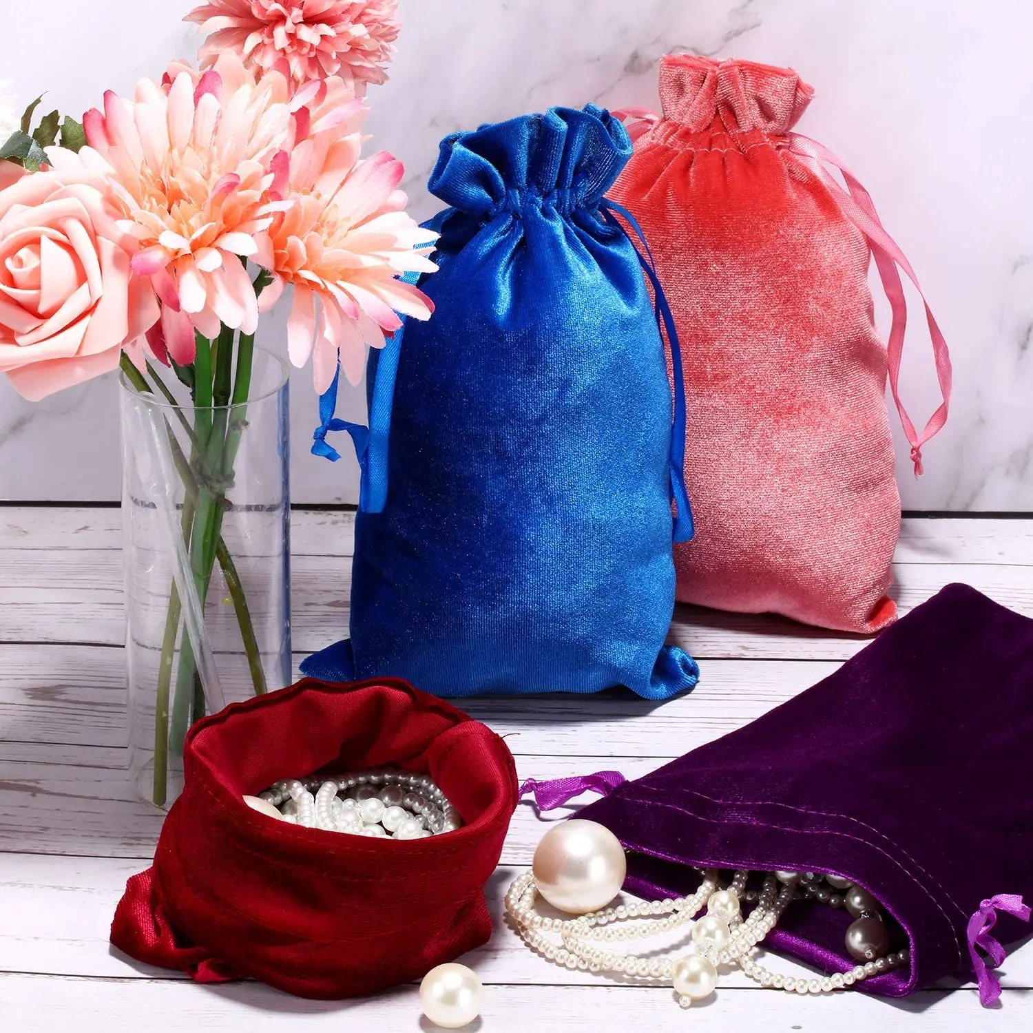 Luxury Velvet Bag Wholesale Custom Jewelry Tarot Paper Velvet Drawstring Pouch