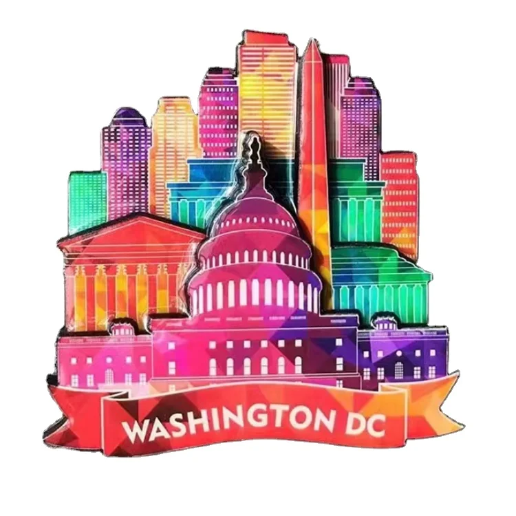 Custom wood U.S. Capitol travel souvenir washington dc fridge magnet
