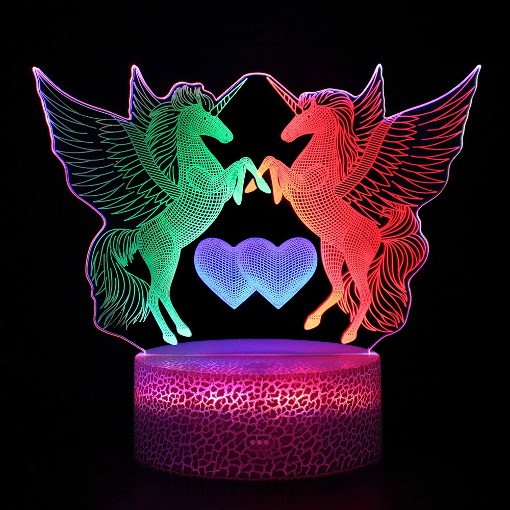 Creative Cute Kids Bedroom Animal Table Lamp Changing Colors Usb Touch 3d Acrylic Illusion Led Dinosaur Projector Night Light