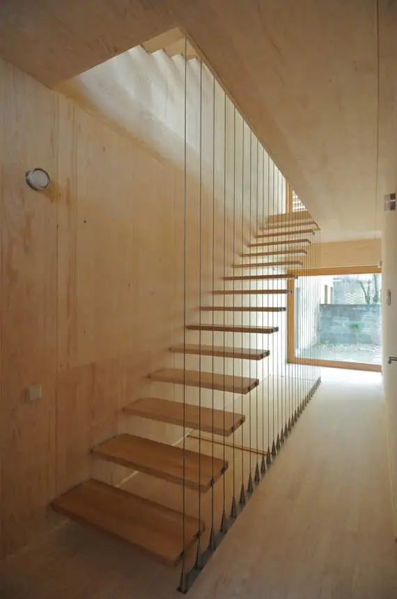 Modern USA Canada Building Standard Metal Steel Beam Staircase Floating Design Solid Wood Smart With Laminated Glass Rod Railing