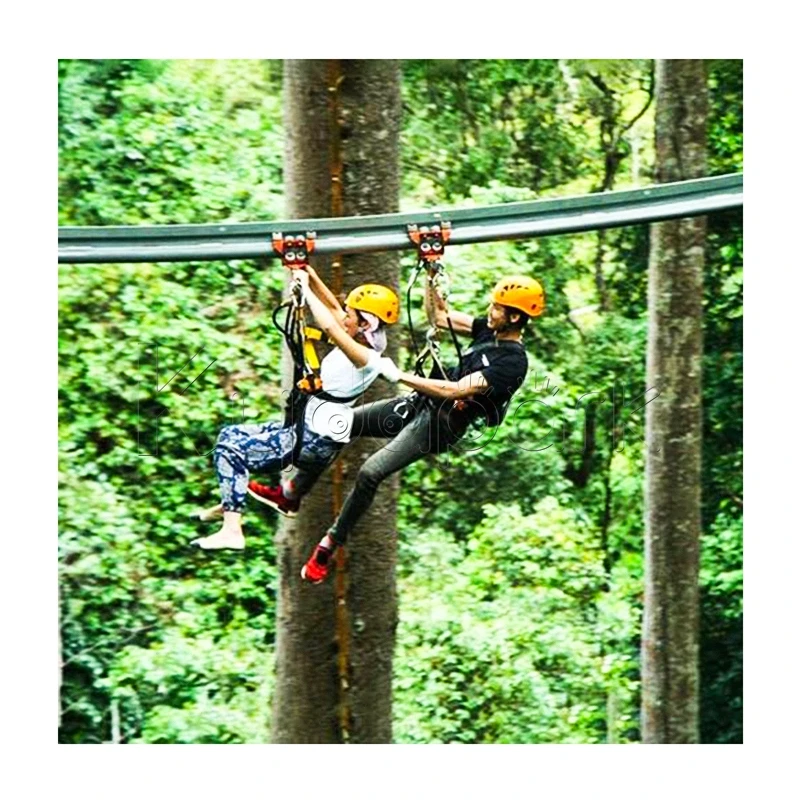 commercial carnival mountain large outdoor adventure entertainment amusement park roller coaster zip line pulley kits for adults