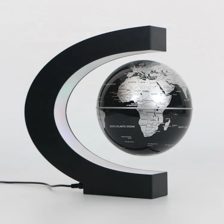 Size 6inch Levitation Rotating C Shape Magnetic Floating Globe With LED lights for Desk Decoration