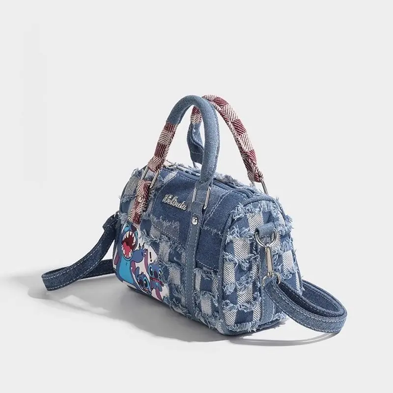 New Blue Lilo Stitch Angel Wallet Elegant Lady Luxury Coin Purse Cute Cross-body Shoulder Woman Bag Denim Cloth Coin Phone Bag