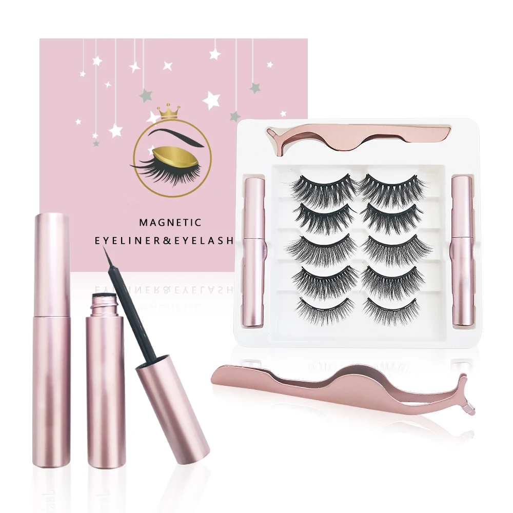 High quality light weight magnetic eyeliner lashes faux mink magnetic eyelash with eyeliner