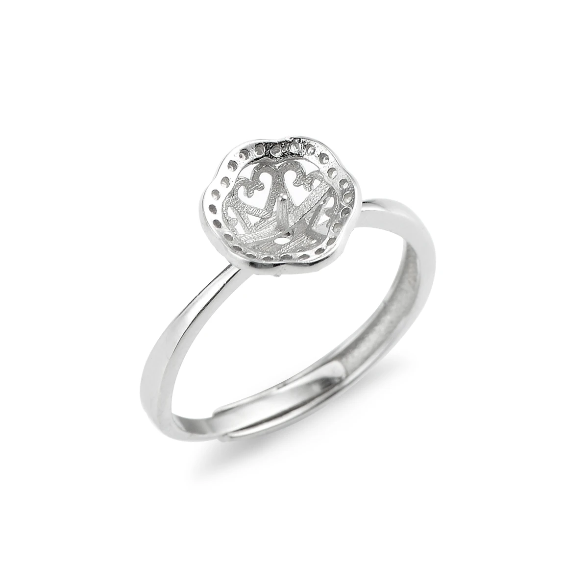 SSR155 Ring Blank Base Sterling 925 Silver for Round Pearls and Cabochons