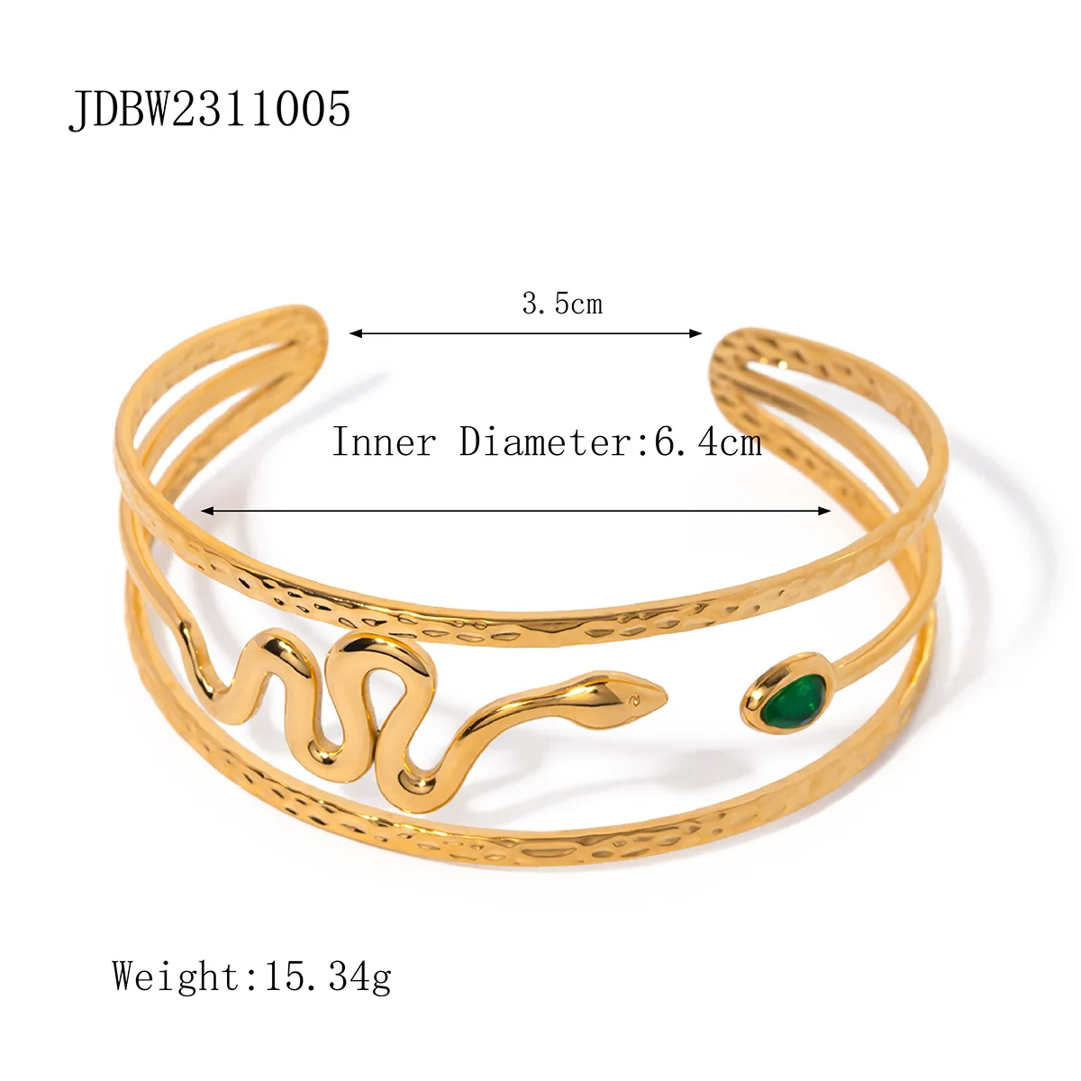 New 18K Gold Stainless Steel Bracelet Inoxydable Wavy Double-Headed Snake Open Bracelet Bangle
