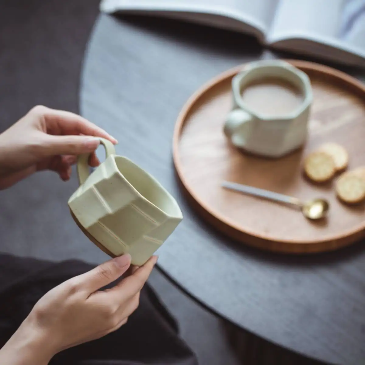 solid color japanese simple handmade coffee cup matte high quality mug chaozhou ceramic