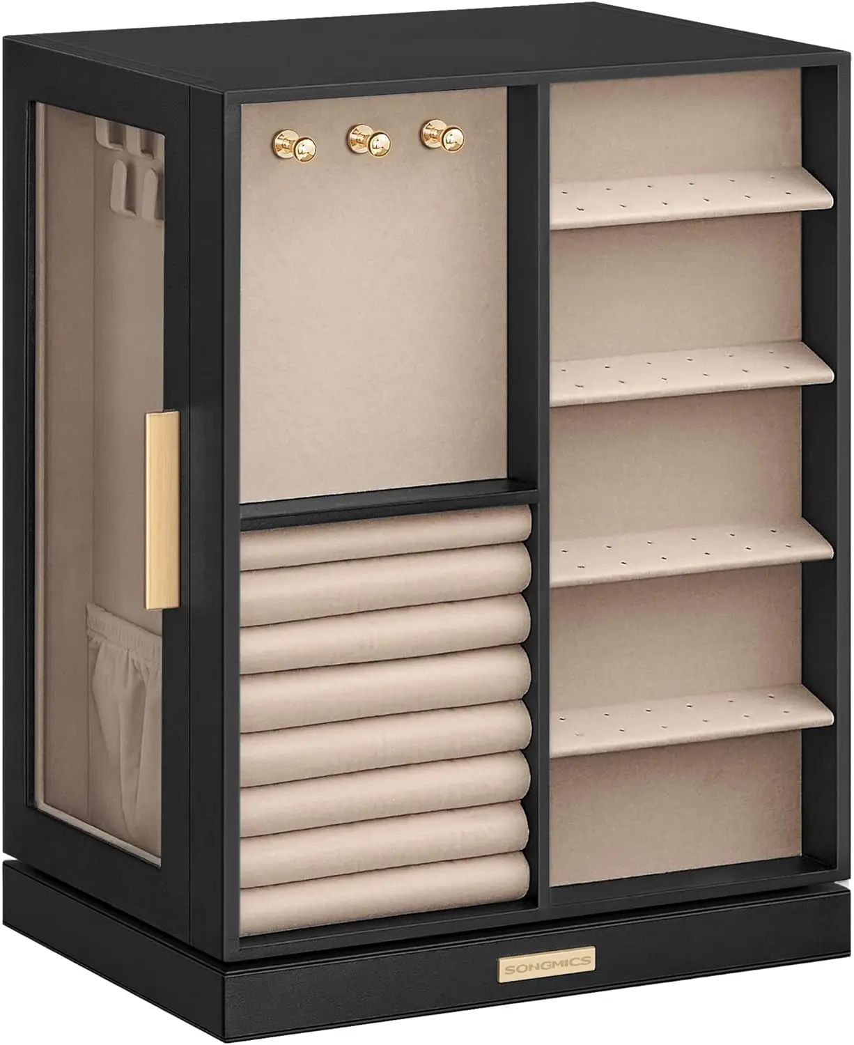 Rotating Glass Window Jewelry Storage Case with 5 Drawers  Big Jewelry Box Luxury Vertical Jewelry Storage