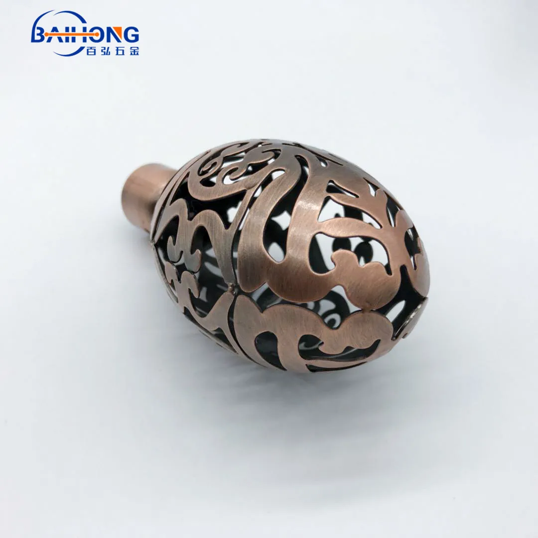Hollowing Out Copper  Metal Curtain Finials,hot sell curtain pipe end caps