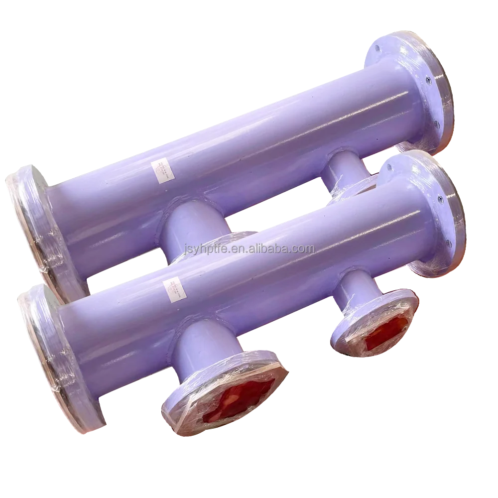 factory price  PTFE lined  with  PO ETFE PFA  PTFE Fittings Tees Elbows spool pipe for moving  highly corrosive fluids