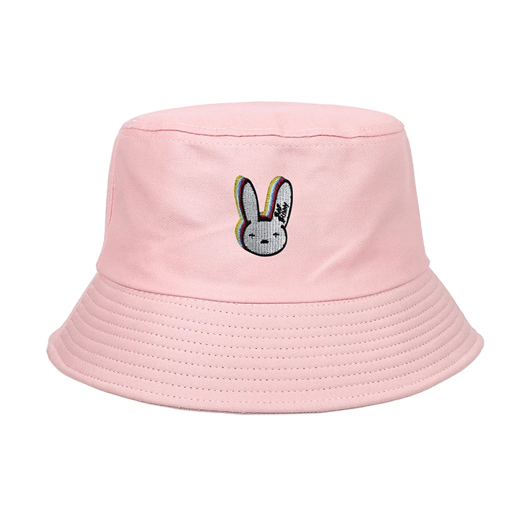 Hot Sale Colour Bad Bunny Heart Blank Bucket Hats Male Sun Summer Hats Factory Directly Fisherman Hat