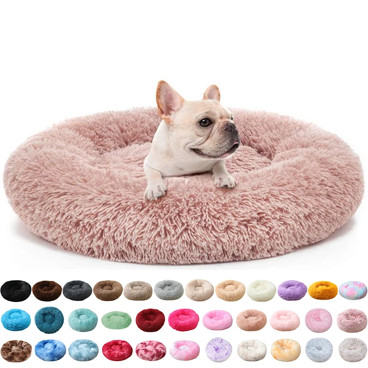 
Fluffy Calming Sleep Luxury Soft Plush Dog Bed Round Shape Sleeping Bag Kennel Cat Puppy Sofa Bed Pet House Beds Cushion Washabl 