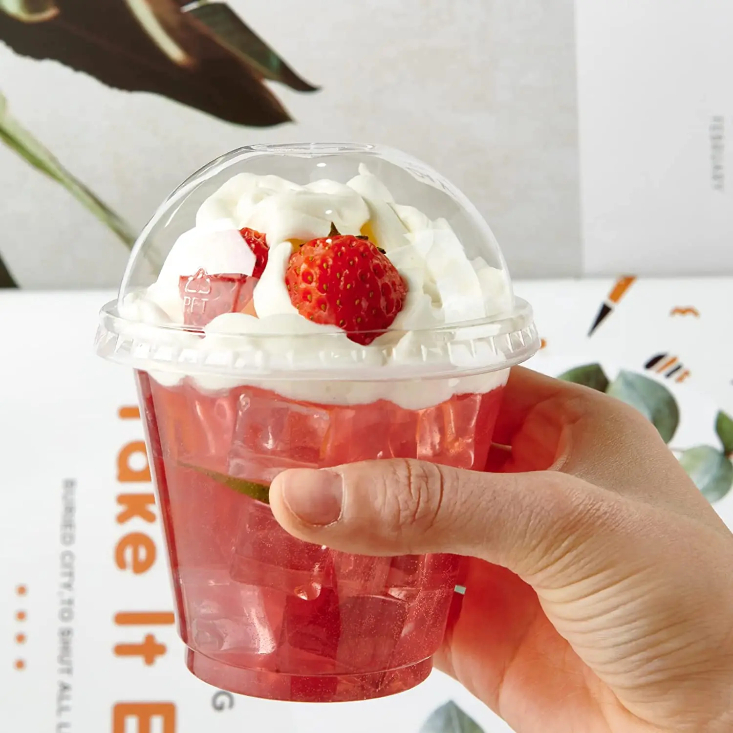 Transparent Disposable Plastic Pet Dome Lid 90mm/95mm/98mm Clear Panda Cup Lids