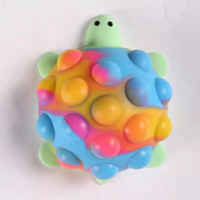 2022 Popular Silicone 3d Anxiety Stress Relief Cube Push Bubble Pop Sensory Rainbow Popper Mini Squishy tortoise  Fidget Toy