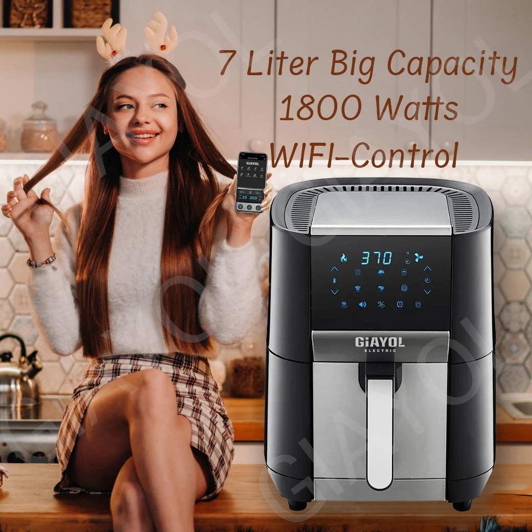 2023 Giayol 12 in 1 manufacturer freidora de aire 5l 6.5l 7liter air fry frier no oil stainless steel air fryer 8quart 1800-watt