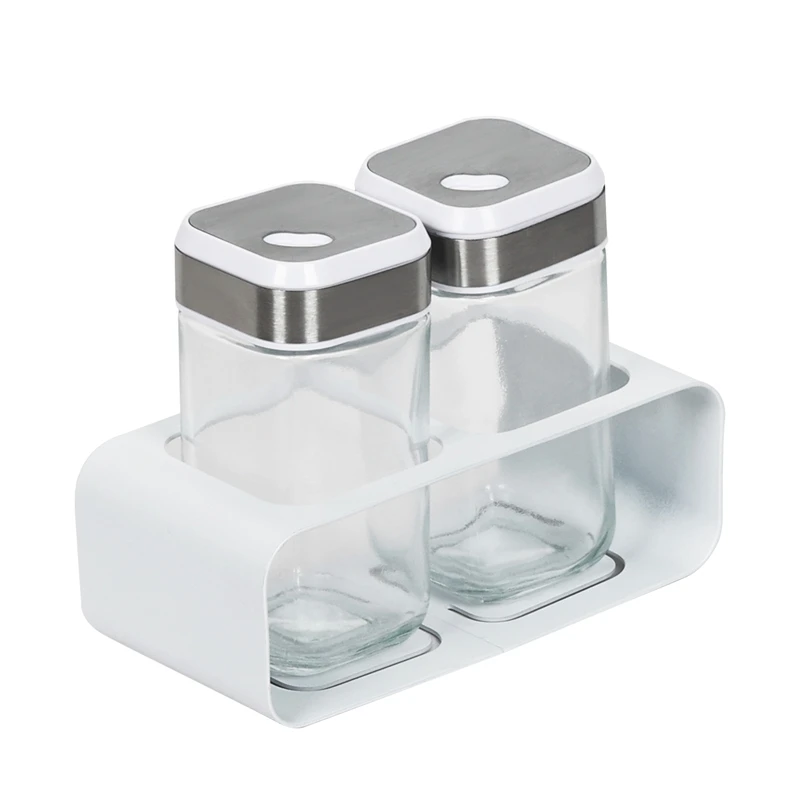 LINK LIFE Custom Red Stainless Steel Glass Red Salt and Pepper Shaker 2 in 1