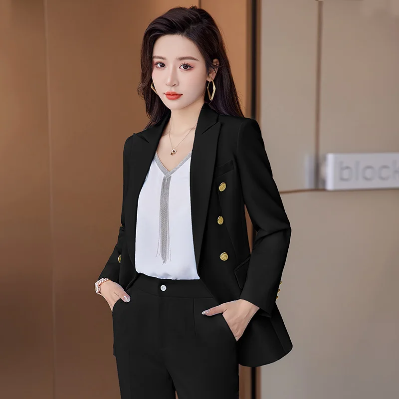 Rose Red Female Suit Jacket for Spring and Autumn New Professional & Leisure Host Wear with Button Decoration for Office