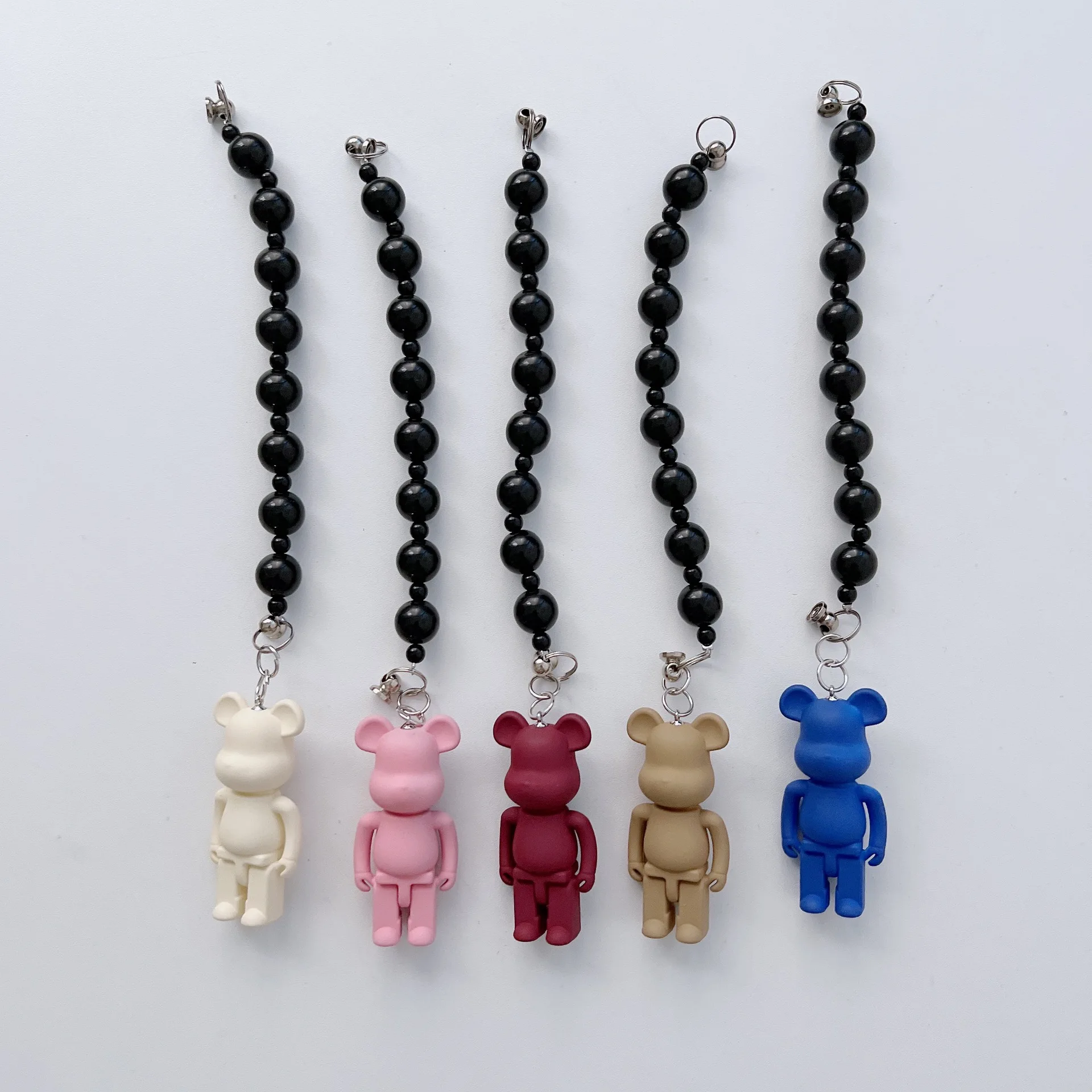 Acrylic Violent Bear with Black Bead Chain Suitable for Drip Glue Phone Case and Notebook Accessories