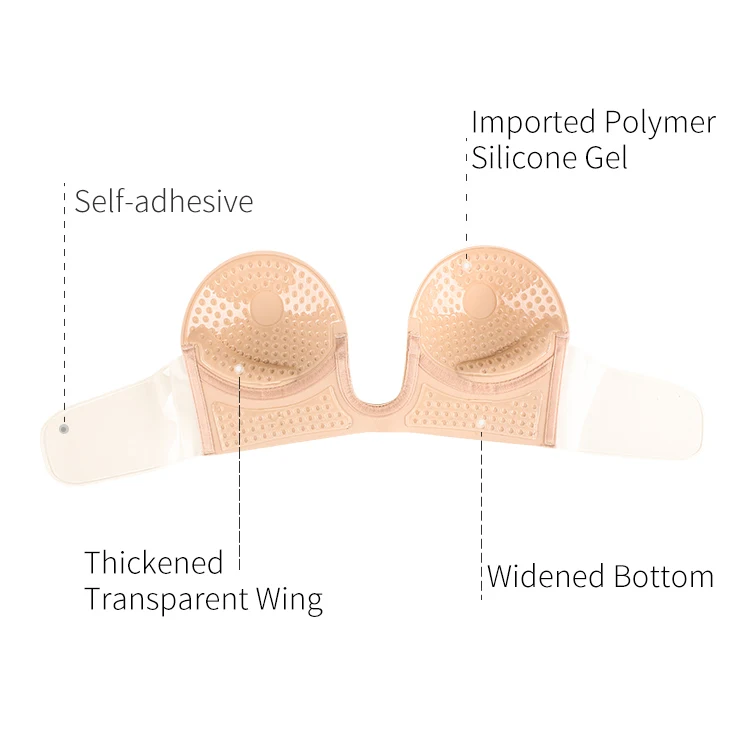 One piece u plunge backless bra silicone deep u Adhesive bra seamless invisible bra