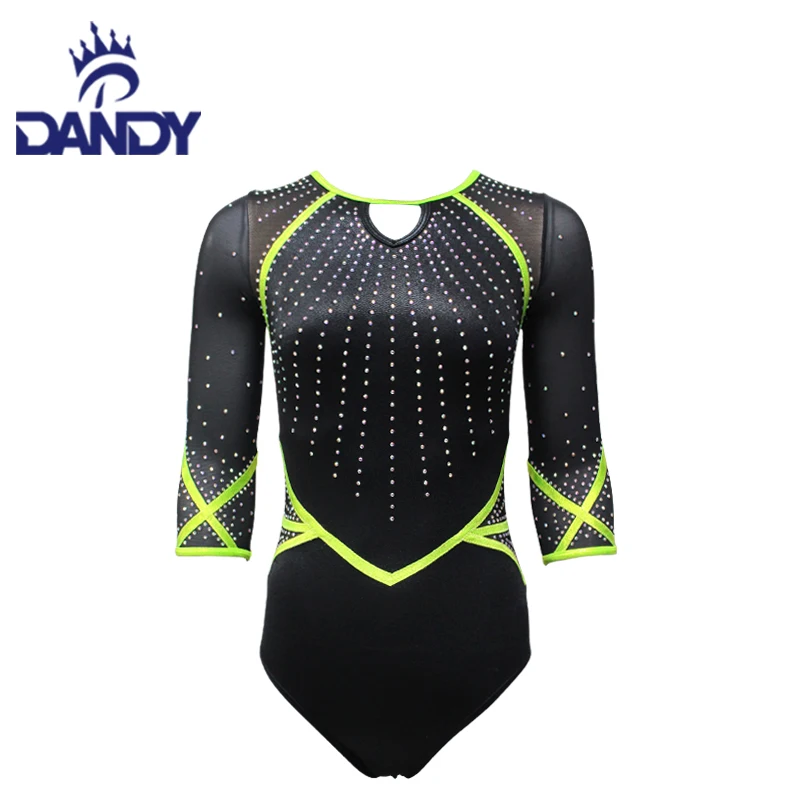 Dandy custom long sleeves youth children gymnastics leotards sexy tight leotard