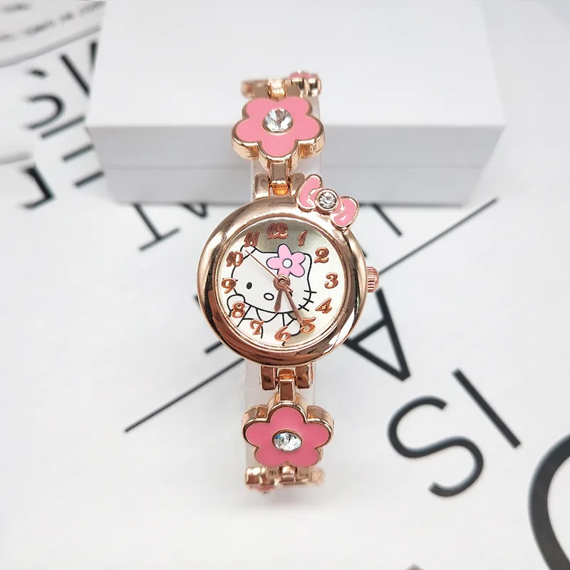Детские часы Hello kitty с мультяшным рисунком браслет бриллиантами для девочек Студенческие Кварцевые подарочные