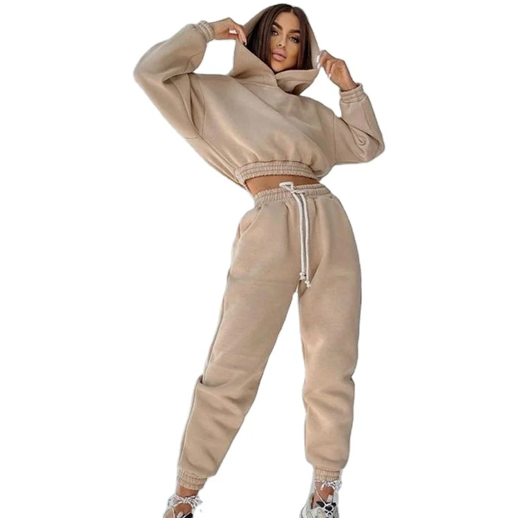 Jogging Suits Wholesale Sweatsuit Oversized Sweatshirt Plain Workout hooded Streetwear Slim Fit Tracksuits set for Women
