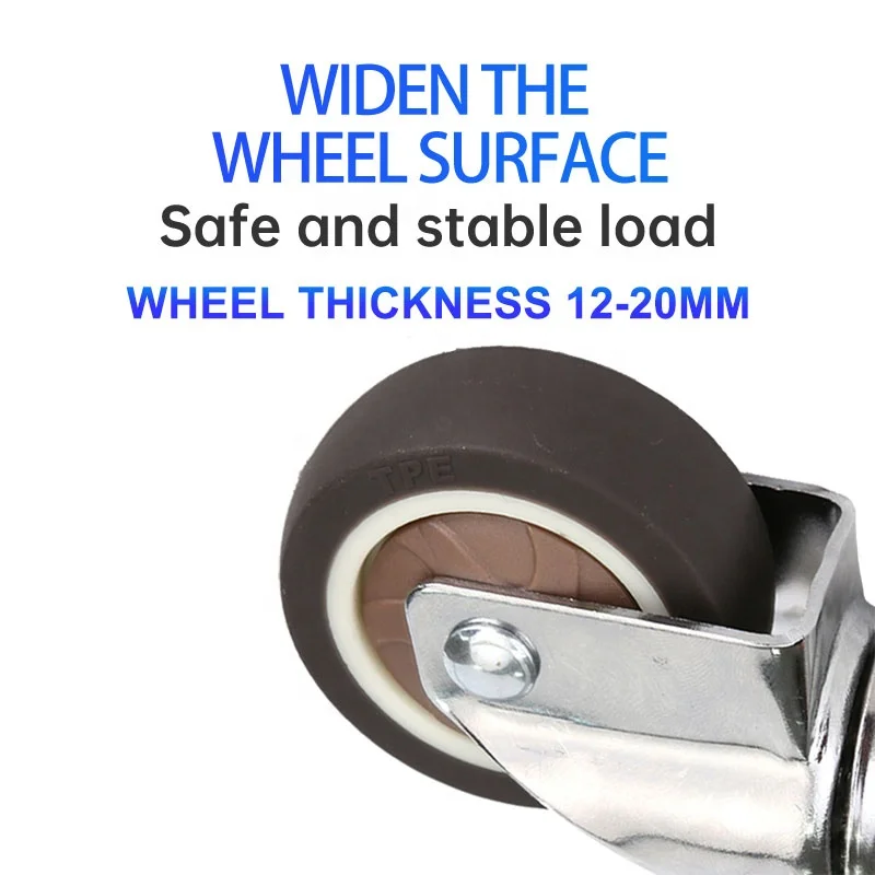 Silent light chrome-plated TPR screw brake 1 inch 1.5 inch 1.25 inch 2 inch Universal casters Chair Office Furniture Wheel
