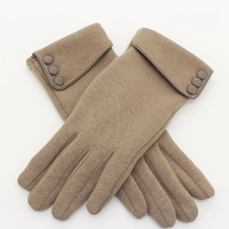 Faux Suede Glove with Button decoration on the cuff