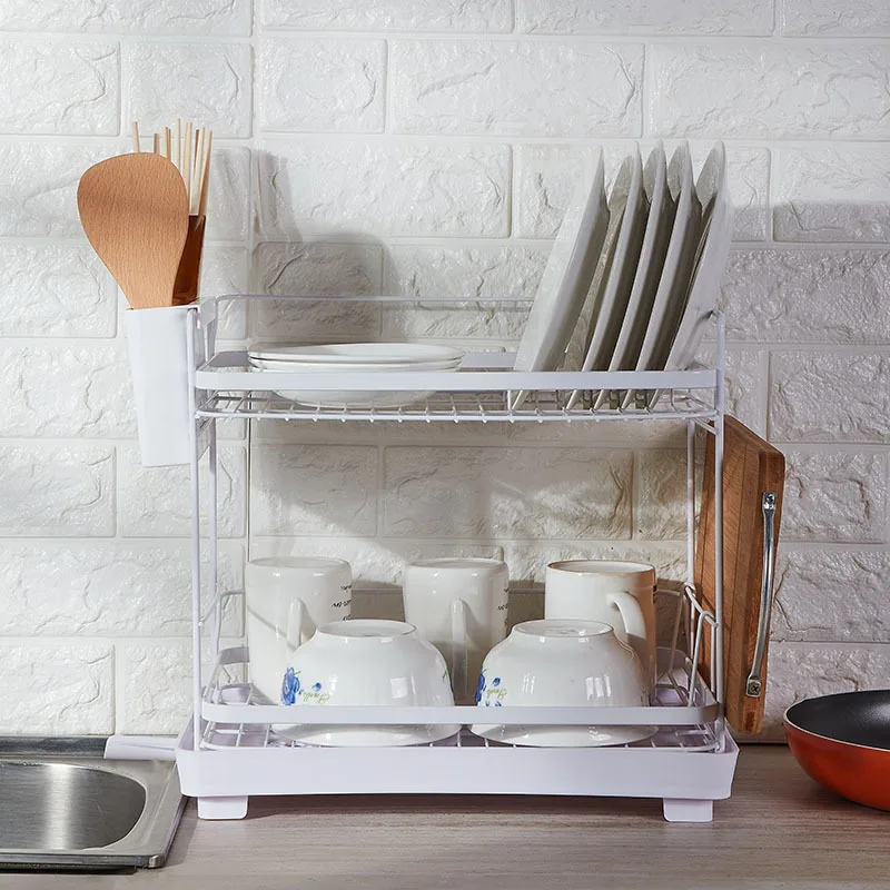 Household Stainless Steel  Multi Tier Dish Rack Dish Drainer Metal Wire Shelves Rackstorage Rack